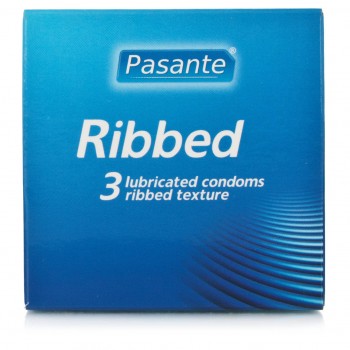 Pasante Ribbed Condoms x3