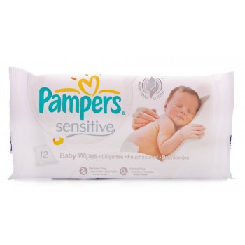 Pampers Sensitive Travel Pack Baby Wipes 12
