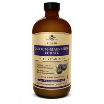 Solgar Liquid Calcium Magnesium Citrate with Vitamin D3 - Natural Blueberry Flavor